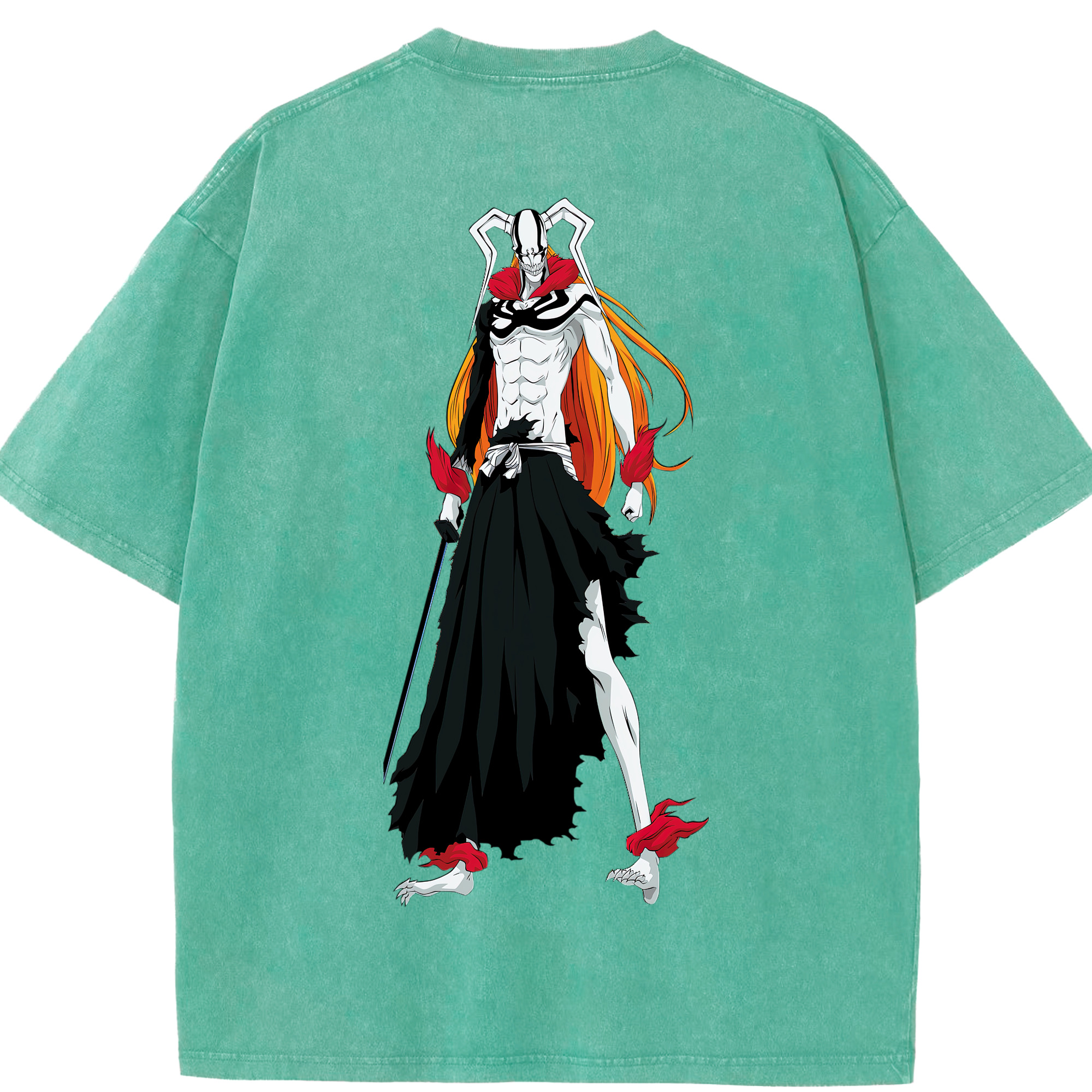 （画像用） ブリーチ 黒崎一護（くろさき いちご）BLEACH Kurosaki Ichigo 綿100% ヴィンテージ風 半袖Tシャツ（背面プリント）